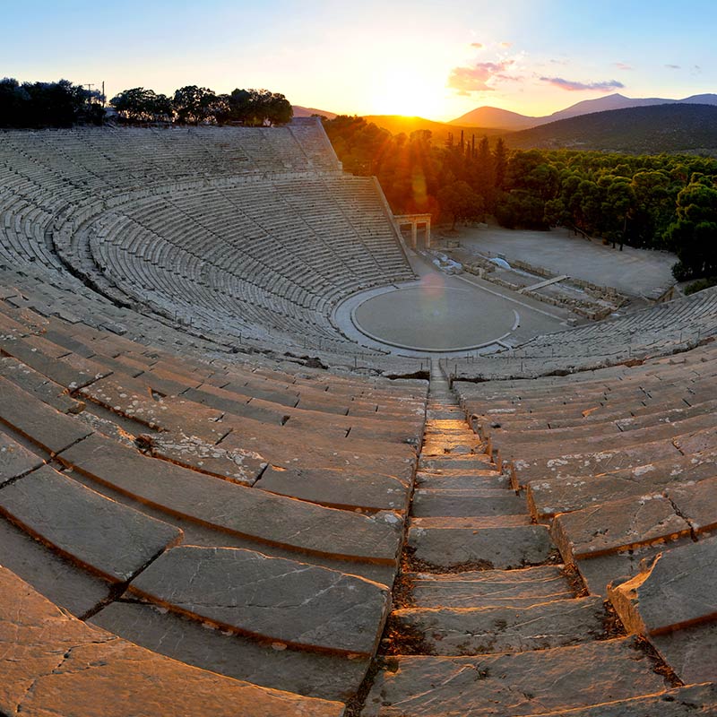 Epidaurus, erstes und größtes Theater im antiken Griechenland, 180-Grad-Foto